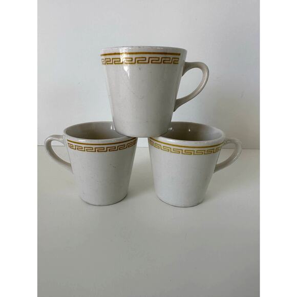 Vintage 1990s Homer Laughlin pattern "Athena" restaurant set of 3 mugs - Picture 1 of 11